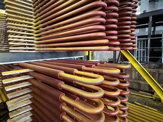 12.7-18mm Base Pipe O.D. Spiral Fin Tube Extruded Serrated Painted (پايپ پايه 7-18 ميلي متر)